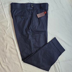 ISAIA Essential Dark Navy Cotton Pants 34